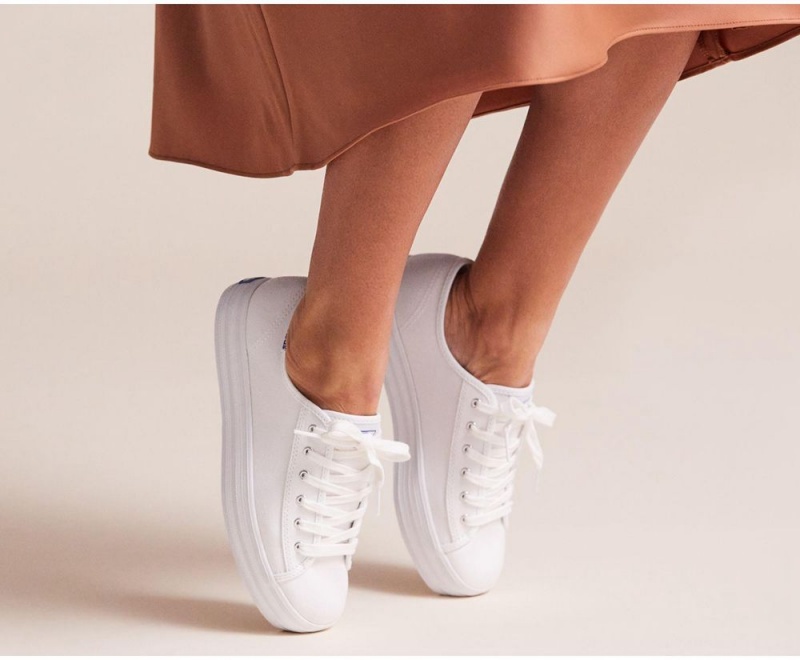 Keds x Organic Pamuklu Triple Kick Kadın Spor Ayakkabı Beyaz | UHN890147