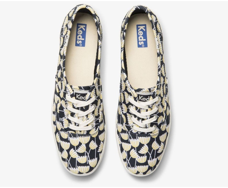 Keds x Organic Pamuklu Washable Champion Floral Kadın Spor Ayakkabı Lacivert Renkli | TEP873914