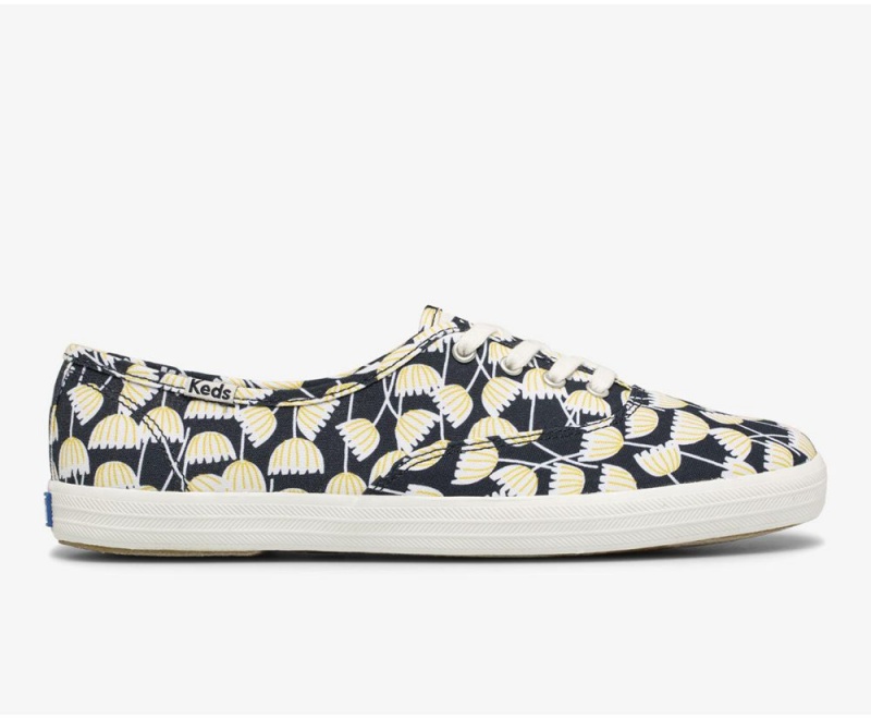 Keds x Organic Pamuklu Washable Champion Floral Kadın Spor Ayakkabı Lacivert Renkli | TEP873914