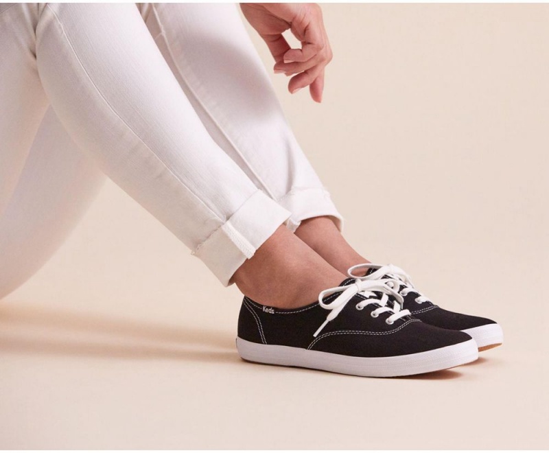 Keds x Organic Pamuklu Washable Champion Kadın Spor Ayakkabı Siyah Beyaz | AOE563784