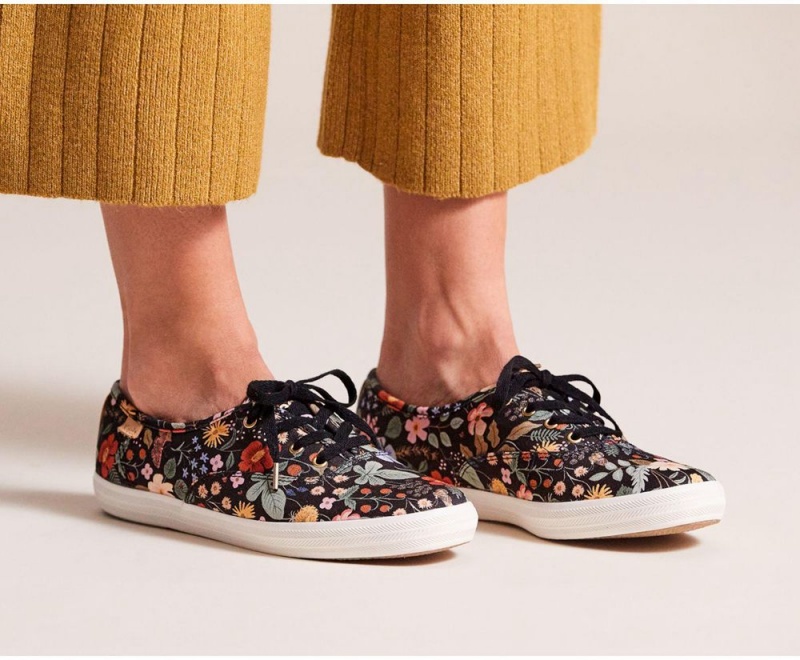 Keds x Rifle Paper Co. Champion Strawberry Fields Kadın Spor Ayakkabı Siyah Renkli | TLW245871