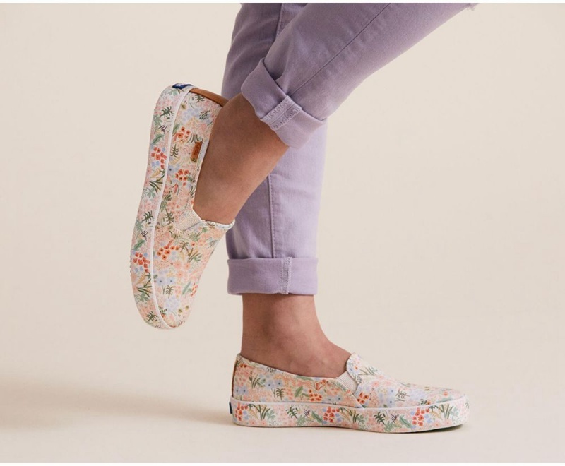 Keds x Rifle Paper Co. Double Decker Meadow Kadın Slip On Beyaz Renkli | CQV089217