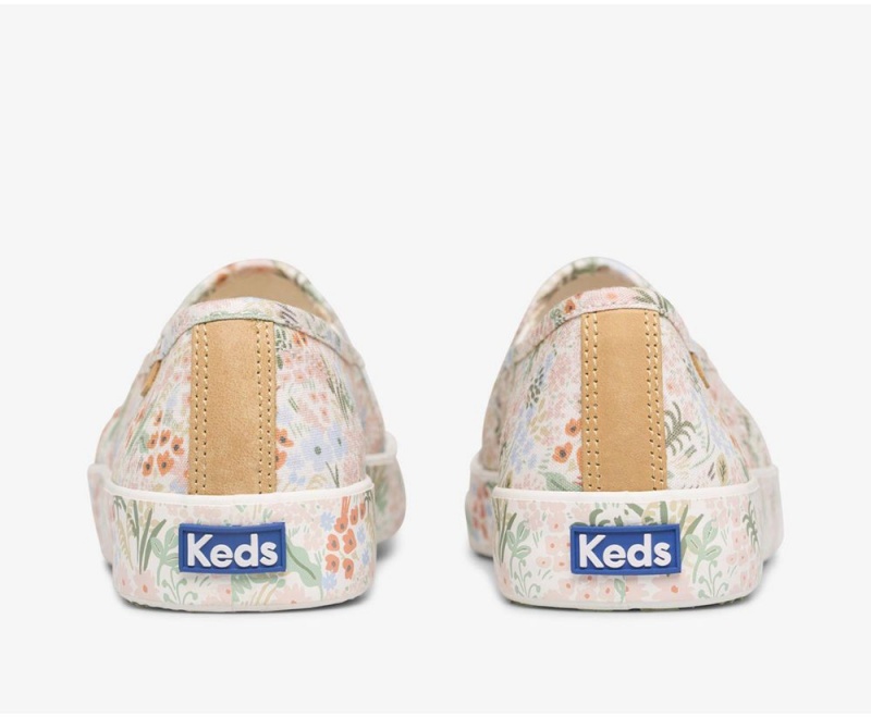 Keds x Rifle Paper Co. Double Decker Meadow Kadın Slip On Beyaz Renkli | CQV089217