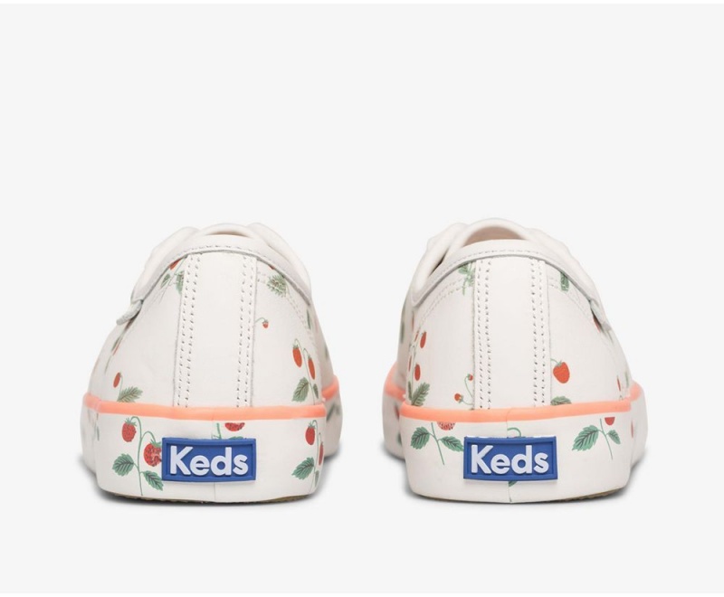 Keds x Rifle Paper Co. Kickstart Mini Strawberries Kadın Spor Ayakkabı Beyaz | XCL059462